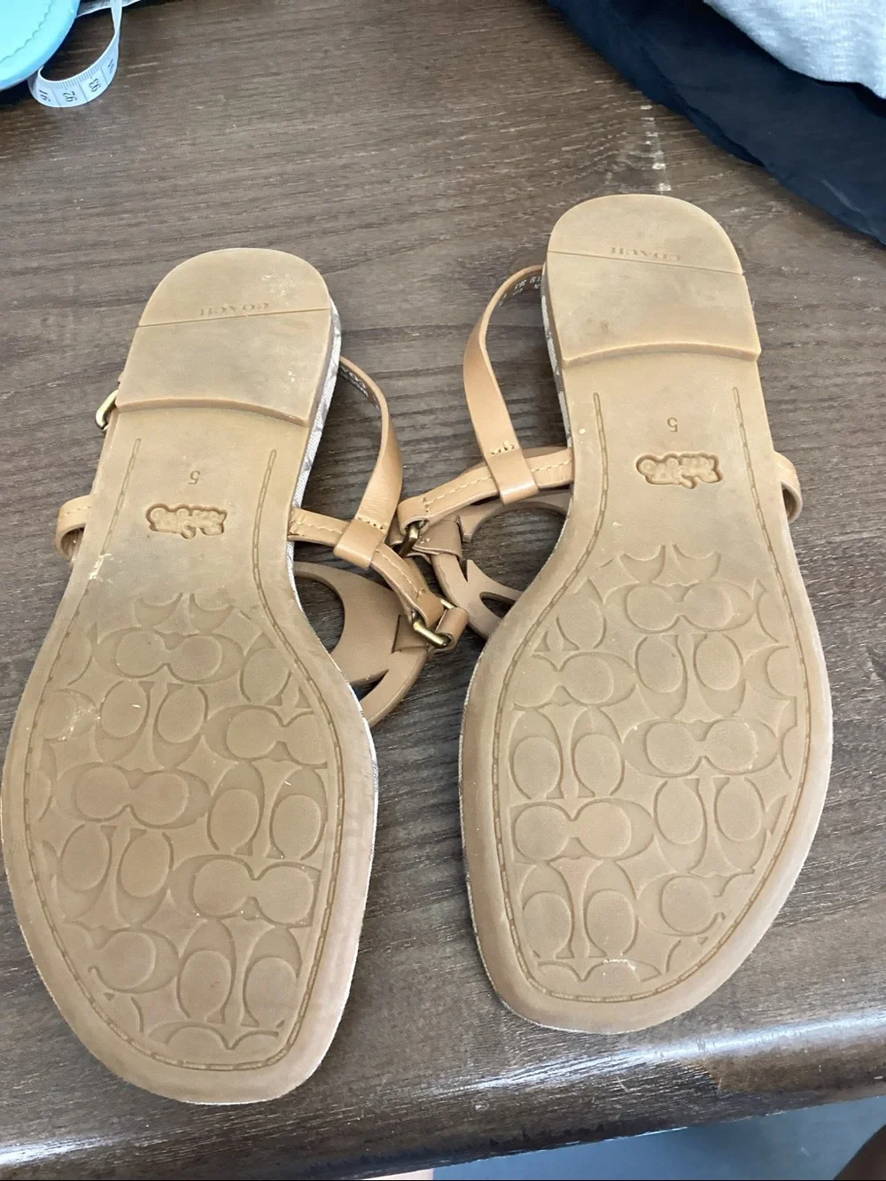 Coach Jeri Logo Leather Sandals.